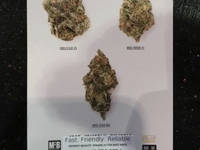 A door hanger advertising a marijuana delivery service is pictured in this undated handout photo. Handout/Postmedia Network