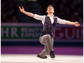 Patrick Chan of Canada skates during the Exhibition of Champions program at the ISU World Figure Skating Championships at TD Garden in Boston, Massachusetts, April 3, 2016. / GEOFF ROBINS / AFP/Getty Images