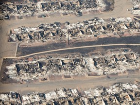 A devastated neighbourhood is shown in Fort McMurray on Friday, May 13, 2016. THE CANADIAN PRESS/Jason Franson