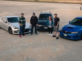 Motive Empire members (from left) Edward Saunders, Darcy Tiderman, Brianna Toovey, and Mitch Asham are behind the Autos for Animals fundraiser for D'Arcy's ARC. (SUPPLIED PHOTO)