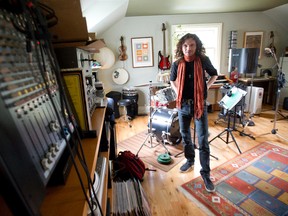 Musical artist Brent Jones discusses his new album, Coincidence Makes A Miracle, in the home recording studio at his family farm north of Dorchester. The album, which is being released at a free concert Sunday at St. John the Evangelist Anglican Church in London, was recorded last year at Peter Gabriel?s Real Word Studios in London, England. (CRAIG GLOVER, The London Free Press)