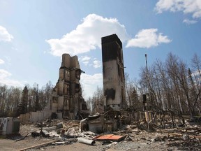 The devastated neighbourhood of Abasand is shown after being ravaged by a wildfire in Fort McMurray, Alberta, Canada, May 13, 2016.  REUTERS/Jason Franson/Pool