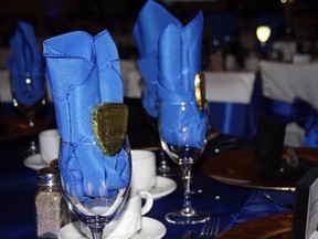 The inaugural Kingston Police Gala took place Saturday evening. Table settings included chocolate Kingston Police badges. Steph Crosier, Kingston Whig-Standard, Postmedia Network