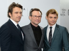 James Franco, Christian Slater, Garrett Clayton at the premiere of King Cobra at the 2016 Tribeca Film Festival on April 17, 2016 (Ivan Nikolov/WENN.com)