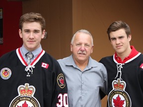 American netminder Jorgen Johnson and Sarnia-born rearguard Nash Nienhuis