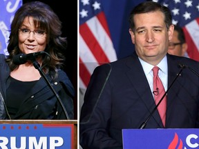 Sarah Palin and Ted Cruz. (REUTERS file photos)