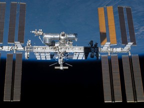 An undated photo provided by NASA shows the International Space Station in orbit. On Monday, May 16, 2016,  the International Space Station made its 100,000th orbit circling of the world. NASA says these 100,000 orbits are akin to traveling more than 2.6 billion miles. (NASA via AP)