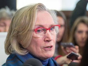 Federal Indigenous Affairs Minister Carolyn Bennett talks with reporters at a meeting of the Atlantic Policy Congress of First Nations Chiefs Secretariat in Halifax on Wednesday, April 27, 2016. A newly released study says Atlantic Canada's economy is bolstered by $1.14 billion in business and household spending from the region's indigenous community. THE CANADIAN PRESS/Andrew Vaughan