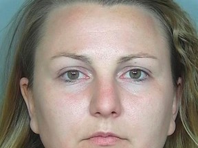 Rachel Einspahr, accused of taking two children she was babysitting to rob a drive-through bank, is shown in this booking photo released by the Weld County, Colorado Sheriff's Office in Colorado, United States on May 16, 2016. (Courtesy Weld County, Colo. Sheriff's Office/Handout via REUTERS)