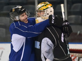 Mitch Marner and the rest of the London Knights have embraced goalie Brendan Burke?s knowledge of the WHL, a league he used to play in.  (MORRIS LAMONT, The London Free Press)
