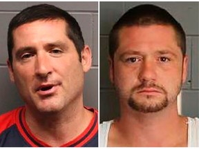Scott Leader (L) and his brother Steve Leader are seen in a combination of undated pictures released by the Suffolk County District Attorney's Office in Boston, Massachusetts.  The two men were arrested August 19 on charges of assault and battery for the purpose of intimidation because of national origin after allegedly beating and urinating on a homeless man.  Scott Leader allegedly made a series of incriminating statements, including that he and his brother 'tuned up' an 'illegal immigrant,' and that this behavior was acceptable because the victim was homeless and Hispanic.  REUTERS/Suffolk County District Attorney's Office/Handout