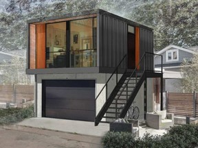 A new Edmonton-based company, Honomobo is making garage suites like this one, out of shipping containers.