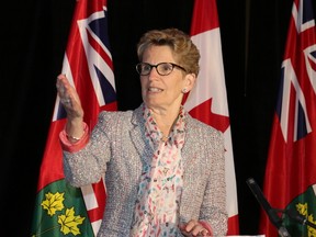 Ontario Premier Kathleen Wynne speaks to municipal delegates during the Federation of Northern Ontario Municipalities conference held in Timmins Thursday May 12, 2016. (Len Gillis/Postmedia Network)