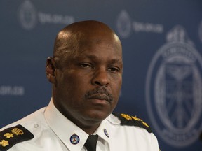 Toronto Police Chief Mark Saunders speaks at a press conference at headquarters about the latest homicide investigation May 17, 2016. (Stan Behal/Toronto Sun)