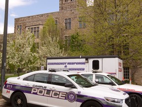 Western University campus police special constables are waiting to hear whether they?ll face a lockout as labour talks resume Thursday. (MIKE HENSEN, The London Free Press)