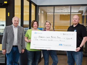 Through generous donations from local businesses, such as this $5,000 donation made from ATB two months ago, the Pincher Creek Spray Park Committee has already raised over $26,000.