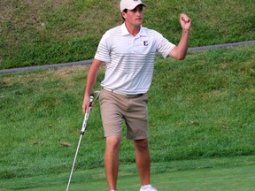 Conor Rodrigues celebrates after winning the Whig-Standard golf championship last August. (Whig-Standard file photo)