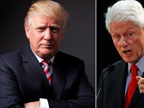 Republican U.S. presidential candidate Donald Trump, left, and former president Bill Clinton are pictured in these file photos. (REUTERS/Lucas Jackson and AP Photo/Julio Cortez)