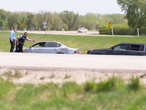 Police continue to investigate a high speed chase and shooting which ended in the ditch on Hwy. 1 near Hwy. 240 just east of Portage la Prairie.