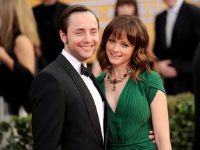 In this Jan. 27, 2013, file photo, actors Vincent Kartheiser, left, and Alexis Bledel pose at the 19th Annual Screen Actors Guild Awards at the Shrine Auditorium in Los Angeles. Representatives for both actors confirmed on May 19, 2016, that the couple welcomed a baby boy in the fall of 2015. (Photo by Chris Pizzello/Invision/AP, File)