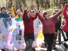 Protesters march on Burnaby Mountain Sunday in opposition to TransMountain pipeline expansion. Jane Deacon, 24 Hours