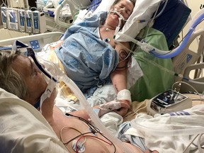 Jim Mininni and his wife, Cindy Ireland, both of Brockville, were transported on life support to the intensive  care unit at Kingston General Hospital on Wednesday May 4 2016 be together in Jim's last hours. Photo supplied by Chris Mininni. Submitted Photo /The Whig-Standard/Postmedia Network
