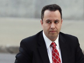 In this Nov. 19, 2015 file photo, former Subway pitchman Jared Fogle arrives at the federal courthouse in Indianapolis. Prosecutors have replied to former Subway pitchman Jared Fogle's appeal of his more than 15-year sentence with a court filing Monday, April 18, 2016, that includes text messages illustrating his efforts to find teenagers for sex. The texts were part of Fogle's November's sentencing hearing. He had pleaded guilty to distributing and receiving child pornography and traveling out of state to engage in illicit sexual conduct with a minor. (AP Photo/Michael Conroy, File)