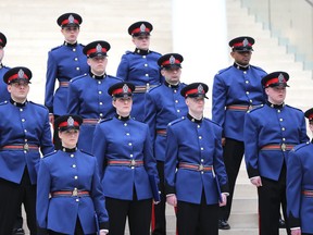 Members of Edmonton Police Service Recruit Training Class 130 during their graduation ceremony at Edmonton City Hall in February 2015.