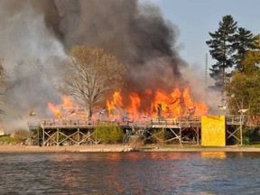 A dramatic fire Friday night heavily damaged the main building of Esprit Whitewater, near Fort Coulonge, QC, about 90 minutes from Ottawa. ( NANCY DENAULT-FREELAND / VIA FACEBOOK)