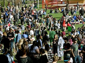 Hundreds of people attended the Edmonton 420 marijuana rally on the Alberta Legislature grounds in Edmonton on April 20, 2016. (Larry Wong/Postmedia Network)