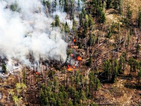 Caddy Lake fire, May 9, 2016, one of the largest to affect the province this season. HANDOUT/Province of Manitoba