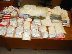 Some of the drugs seized in a massive investigation in northeastern Ontario. (Photo supplied.)