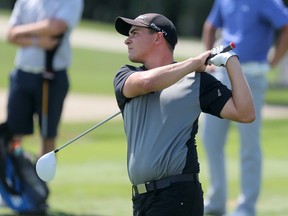 Two-time defending Golf Manitoba Nott Autocorp men's amateur champion Devon Schade of Elmhurst has moved into a share the lead at the 2017 Nott Autocorp Men's Amateur Championship after 36 holes at Selkirk Golf & Country Club on Tuesday, July 18, 2017.