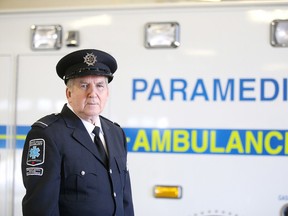 Leo Gauthier, a Greater Sudbury paramedic with 49 years of service, helped launch Paramedic week 2016 with an inspection of the newly formed City of Greater Sudbury Paramedic Honour Guard Unit in Sudbury, Ont. on Tuesday May 24, 2016. Gino Donato/Sudbury Star/Postmedia Network