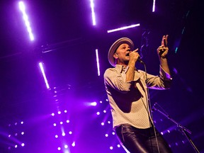 Gord Downie of the Tragically Hip performs at Rexall Place in Edmonton, Alta., on Thursday, Feb. 12, 2015.
