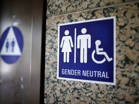 A gender neutral restroom is seen in a city building in Los Angeles, California, U.S., May 14, 2016. REUTERS/Lucy Nicholson