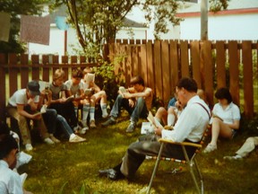 George Turcotte leads reading lessons in the back yard. Submitted photo.