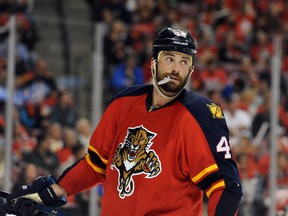 Florida Panthers defenseman Erik Gudbranson during the third period in game one of the first round of the 2016 Stanley Cup Playoffs. (Robert Duyos/USA TODAY Sports)