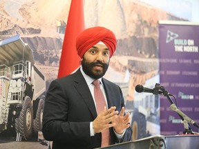 Navdeep Bains, the minister of Innovation, Science and Economic Development, and minister responsible for FedNor, is seen here making a funding announcement in Sudbury, on Wednesday May 25, 2016. Bains is defending a federal government decision to merge all economic development agencies including FedNor and make them all part of one "overall growth agenda."
Gino Donato/Sudbury Star/Postmedia Network