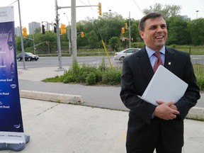 Toronto Transportation general manager, Stephen Buckley, at CAA's announcement of the 10 worst roads in Ontario and the five worst in  Toronto at Evergreen Brickworks on Bayview Ave. on May 26, 2016. (Michael Peake/Toronto Sun)
