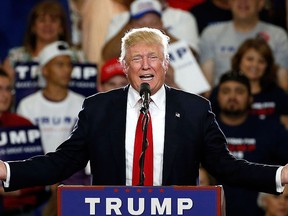 In this May 24, 2016 file photo, Republican U.S. presidential candidate Donald Trump speaks at a campaign event in Albuquerque, N.M. (AP Photo/Brennan Linsley, File)