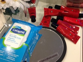 The setup of the 5 minute makeover with Cetaphil and makeup artist Beau Nelson. (Rosalyn Solomon/Postmedia Network)