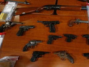 Some of the weapons and ammunition turned in to Toronto Police during a gun amnesty blitz in the fall of 2015. (JACK BOLAND, Toronto Sun)
