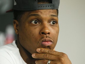 Kyle Lowry of the Toronto Raptors during a press conference at the Biosteel Centre in Toronto, Ont. on Thursday May 26, 2016. The Raptors lost to the Cleveland Cavaliers 116-78, taking 3-2 series lead. (Veronica Henri/Toronto Sun/Postmedia Network)