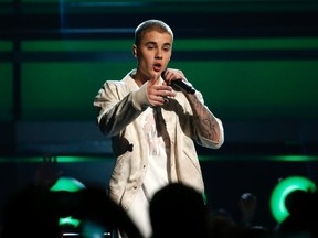 Justin Bieber performs a medley of songs at the 2016 Billboard Awards in Las Vegas, Nevada, U.S., May 22, 2016.  Bieber and the co-writers of his 2015 smash hit "Sorry" have been sued for allegedly stealing a vocal riff from another artist who used it on her own song ayear earlier, according to a complaint made public May 26, 2016.  REUTERS/Mario Anzuoni/Files
