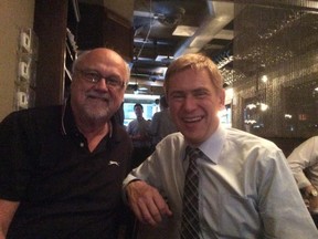 Marty with former CTV and Global Edmonton news reporter Pat Kiernan in New York. (Supplied)