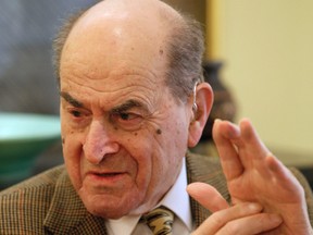 In this Feb. 5, 2014 file photo, Dr. Henry Heimlich describes the manoeuvre he developed to help clear obstructions from the windpipes of choking victims. (AP Photo/Al Behrman)
