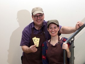 Erica and Drew Gilmour, owners of Hummingbird Chocolate Maker at their Almonte chocolate factory
