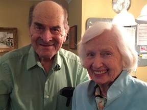 Dr. Henry Heimlich (L), the 96-year-old Cincinnati surgeon credited with inventing the life-saving technique named for him, poses with Patty Ris, 87, who he saved this week from choking on a hamburger, at the Deupree House seniors' home in Cincinatti, Ohio, U.S. May 27, 2016. Episcopal Retirement Services/Bryan Reynolds/Handout