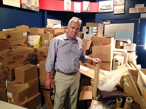 Christopher West, chairman of the board of the Marine Museum of the Great Lakes in Kingston on Friday May 27 2016, among the boxes of books packed and ready to be shipped away. The museum has to be out of its Ontario Street location by Aug. 23. Paul Schliesmann /The Kingston Whig-Standard/Postmedia Network